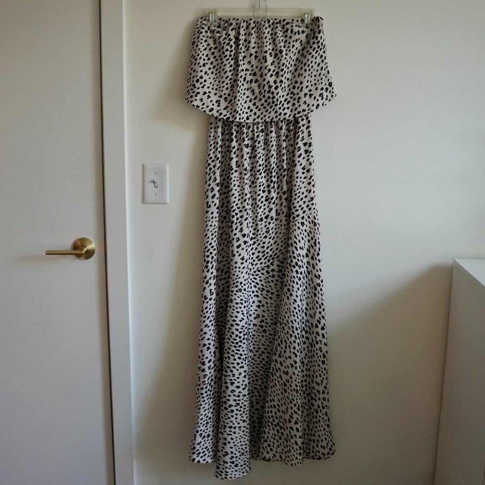 The Impeccable Pig Black and White Polka Dot Maxi Dress